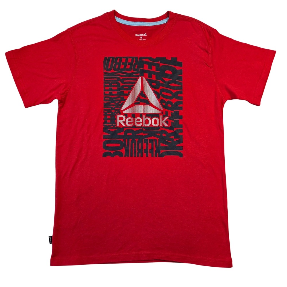 Reebok Boys Red Graphic Logo T-Shirt Size 18 XXL Short Sleeve‎ REB221TE06 Gym